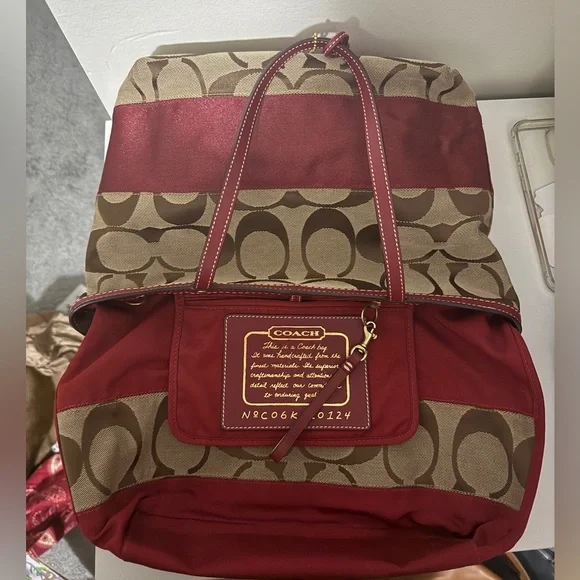 Coach Vintage Legacy Red Stripe Signature Cs Tote Shoulder Bag 2006 - Picture 7 of 10